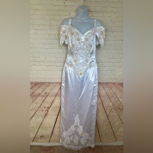 NWOT ALFRED ANGELO VTG white embellished dress size small ? no size tag